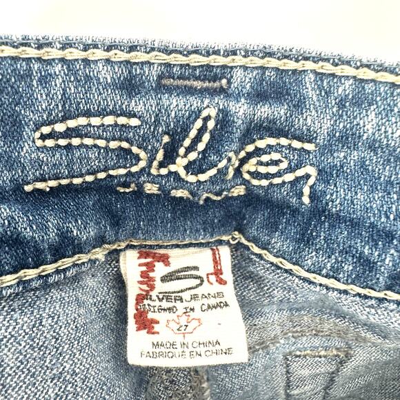 Silver Jeans Size 27x32 Denim Blue Suki Fit Flare Casual Preppy Low Rise 90s - Picture 8 of 9